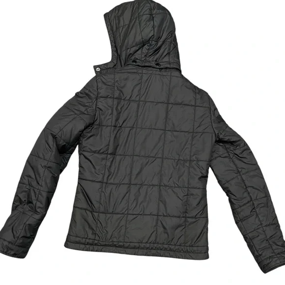 LaCoste Quilted Detachable Hood Rain Jacket Black Women - Picture 3 of 9